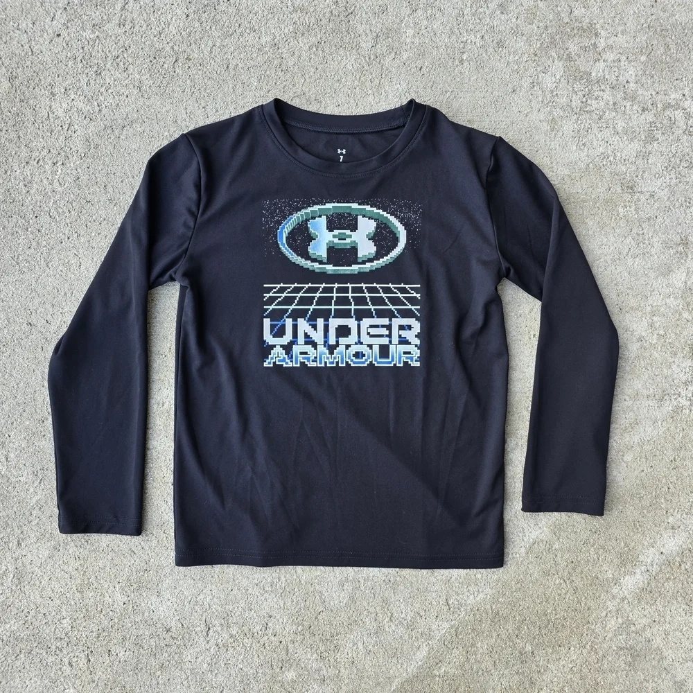 Under Armour Youth 7 Long Sleeve Shirt Bundle – 2 Pack Red & Black Logos